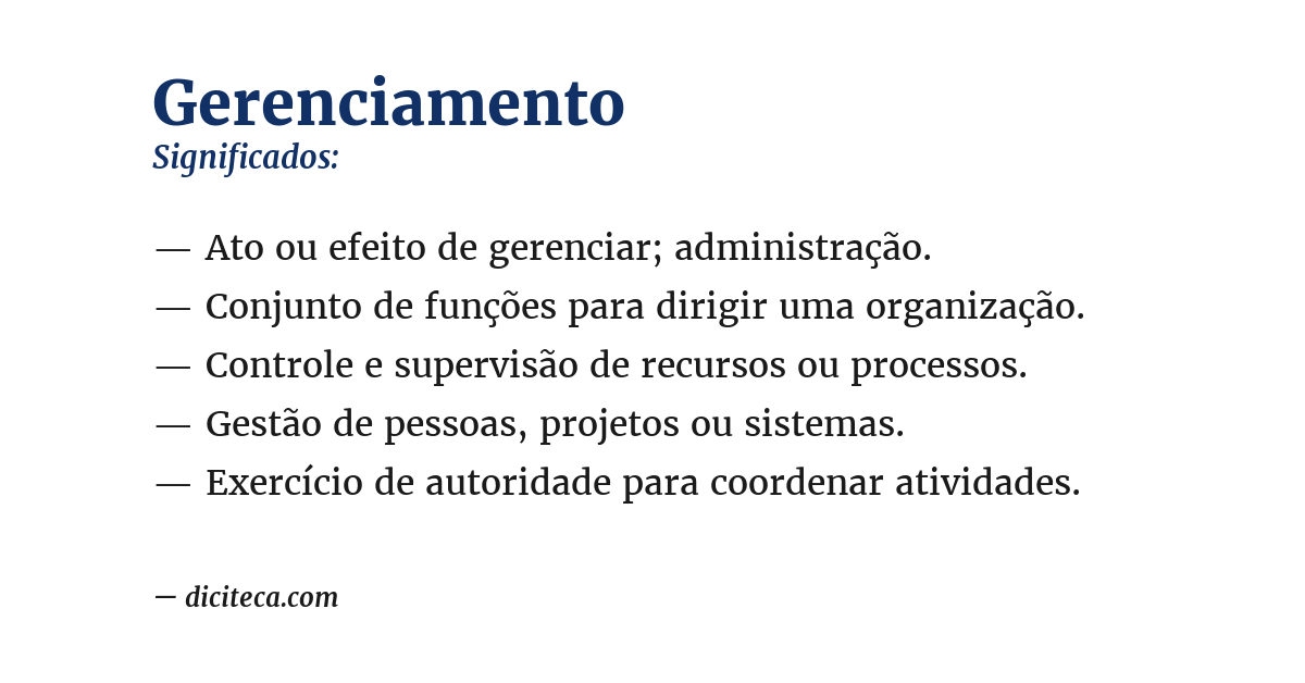 Significado de gerenciamento