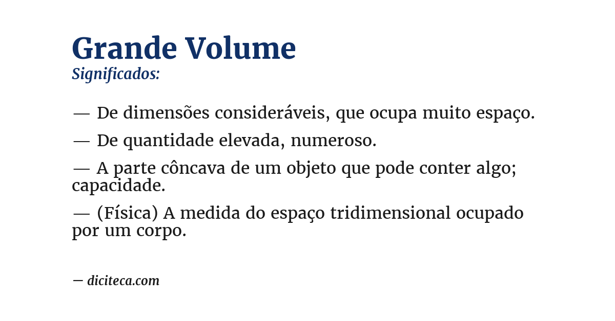 Significado de grande volume