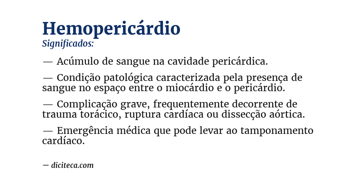 Significado de hemopericárdio
