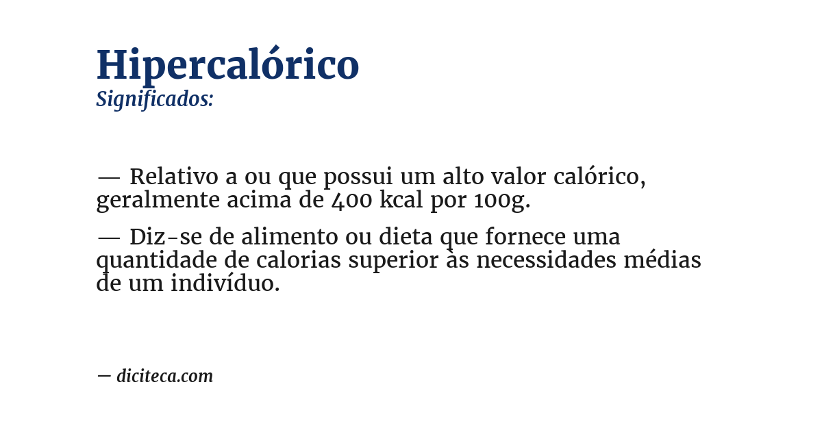 Significado de hipercalórico