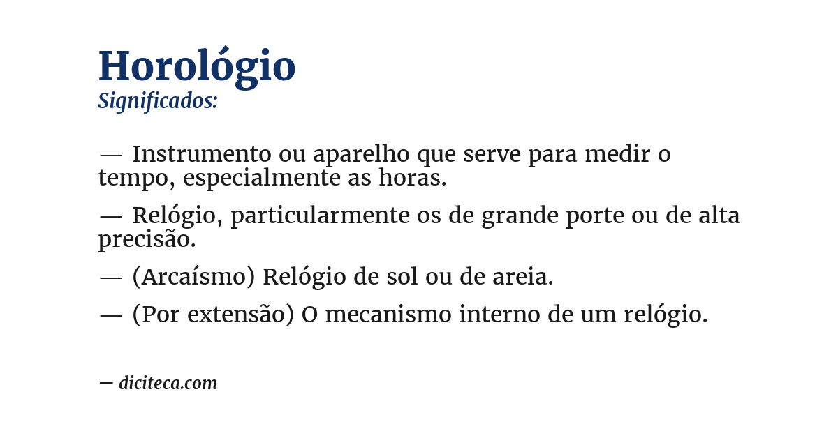 Significado de horológio