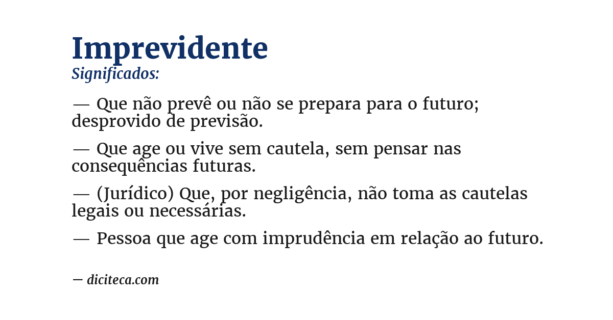 Significado de imprevidente