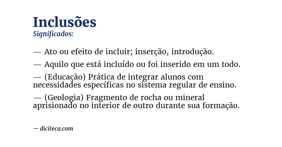 Significado de inclusões