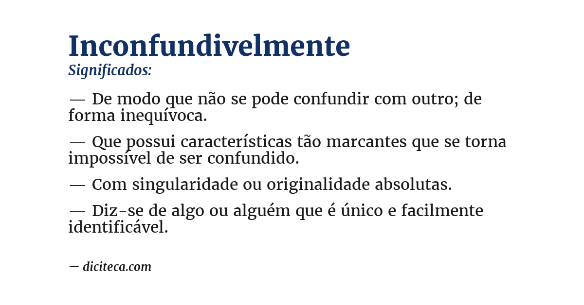 Significado de inconfundivelmente