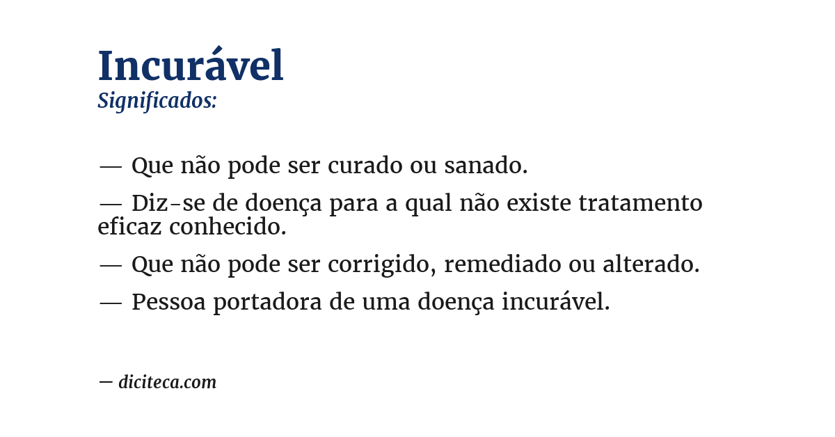 Significado de incurável