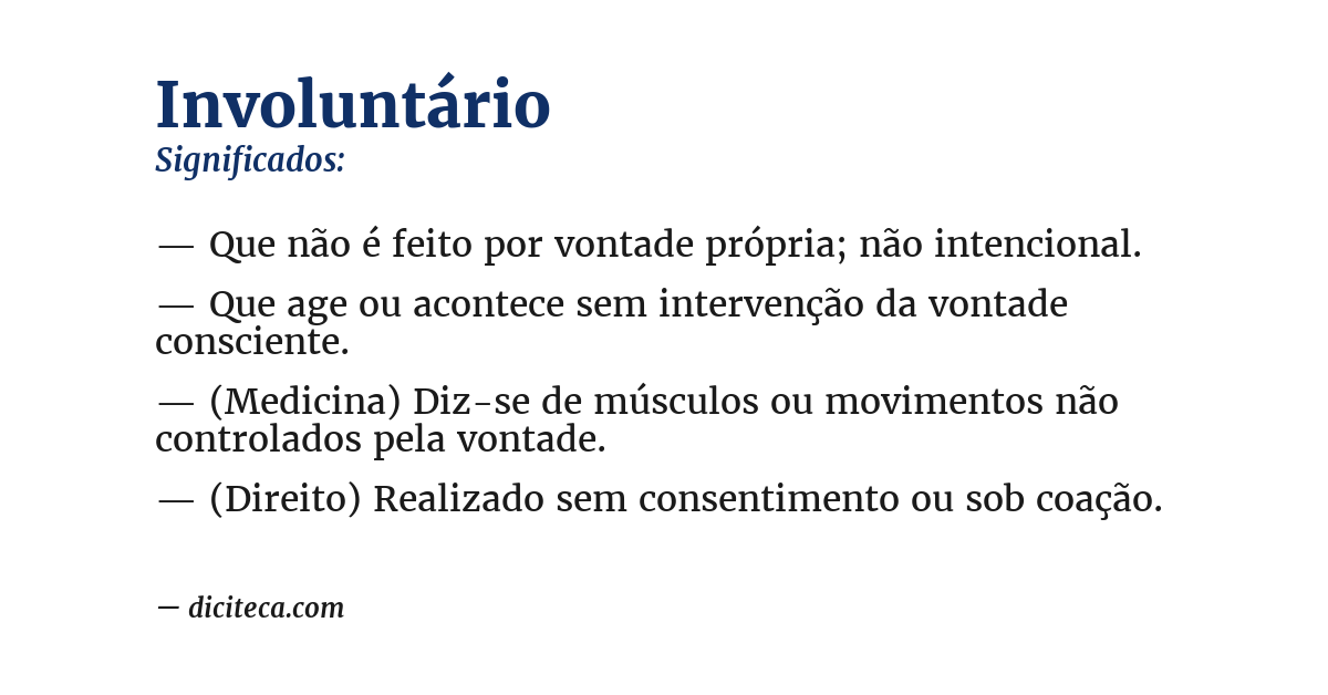 Significado de involuntário