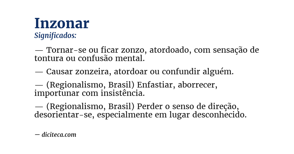 Significado de inzonar