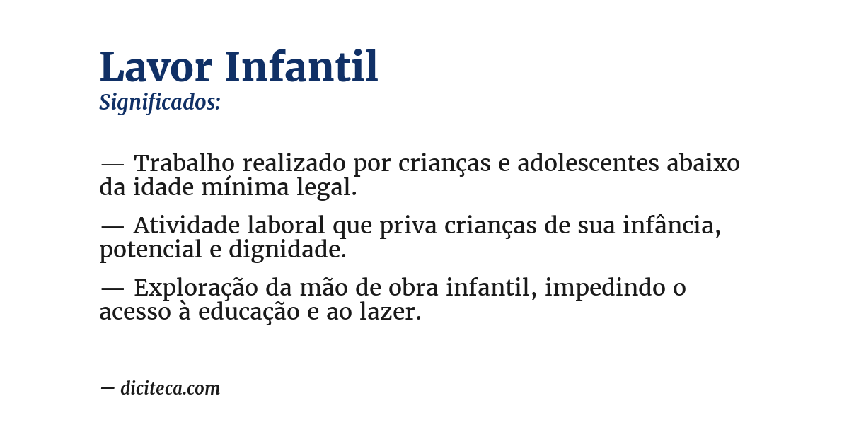 Significado de lavor infantil
