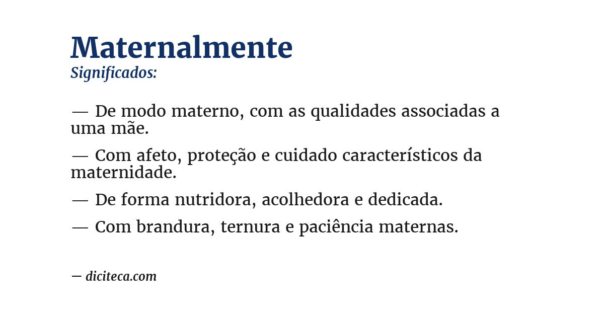 Significado de maternalmente
