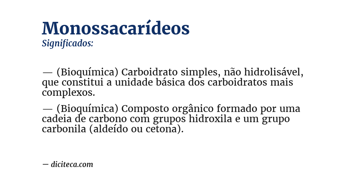 Significado de monossacarídeos