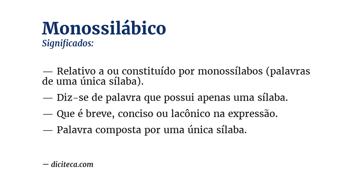 Significado de monossilábico