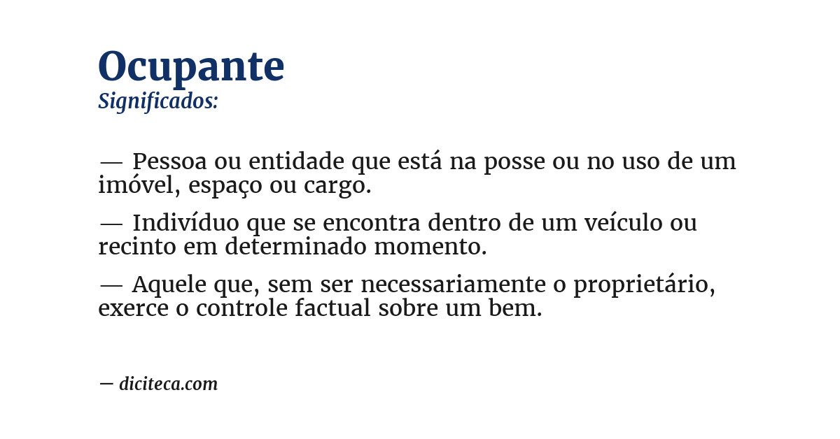 Significado de ocupante