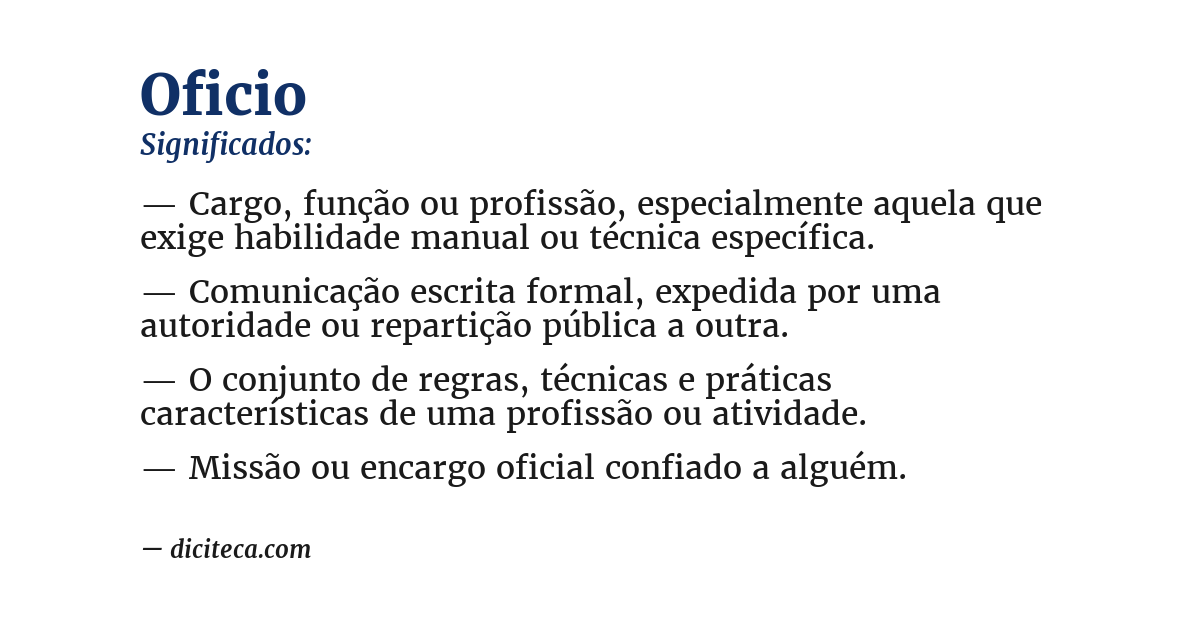 Significado de oficio