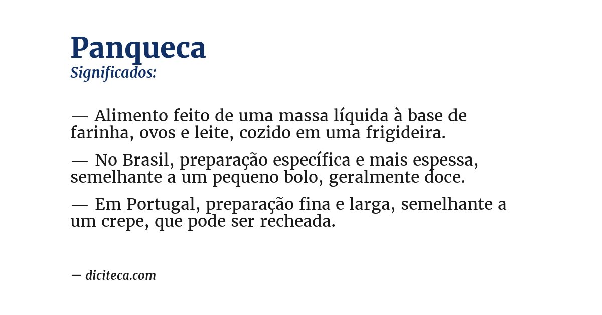 Significado de panqueca