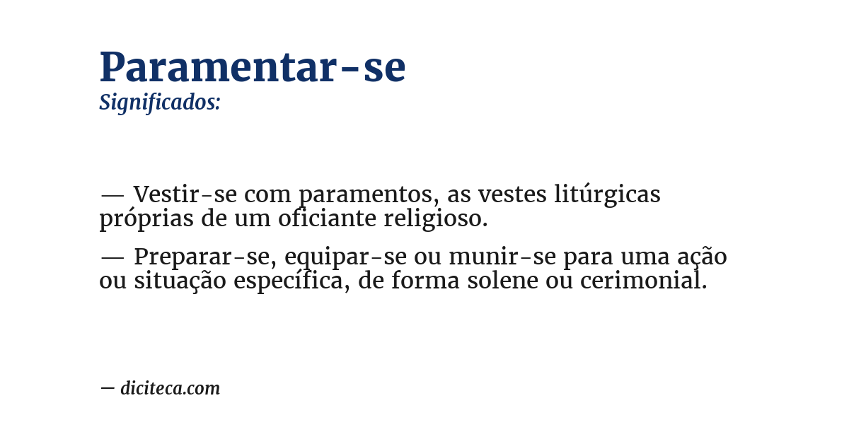 Significado de paramentar-se