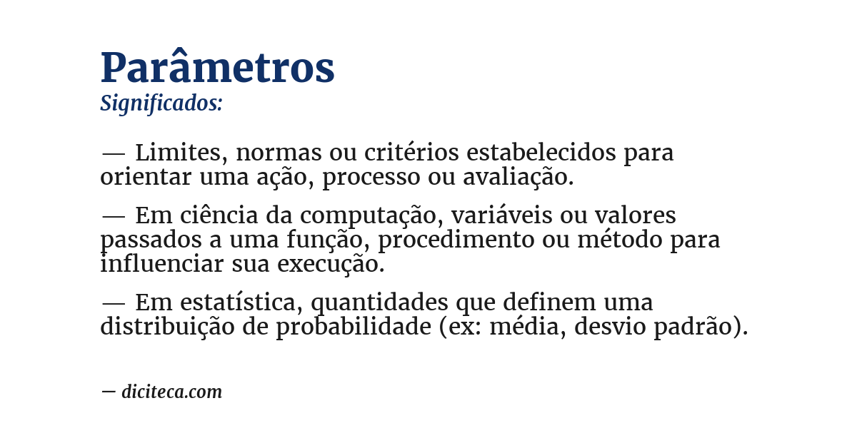 Significado de parâmetros