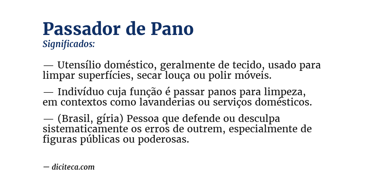 Significado de passador de pano