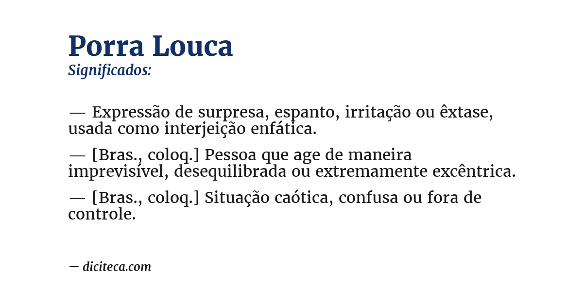 Significado de porra louca