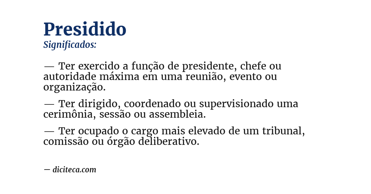 Significado de presidido