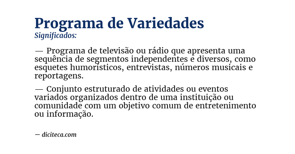Significado de programa de variedades