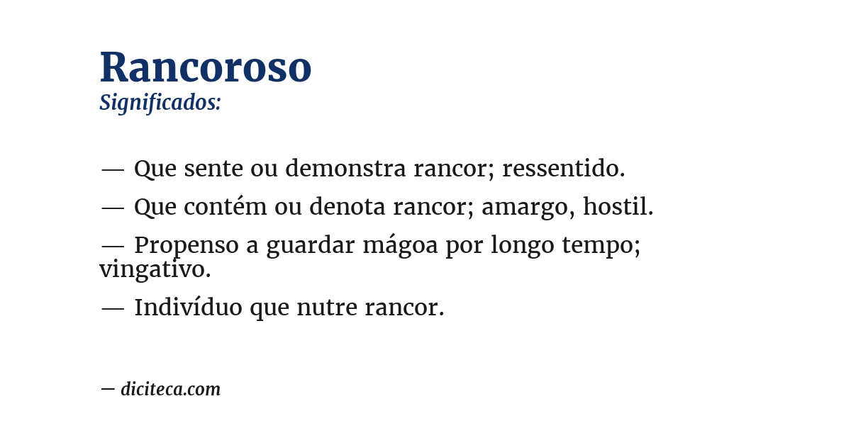 Significado de rancoroso