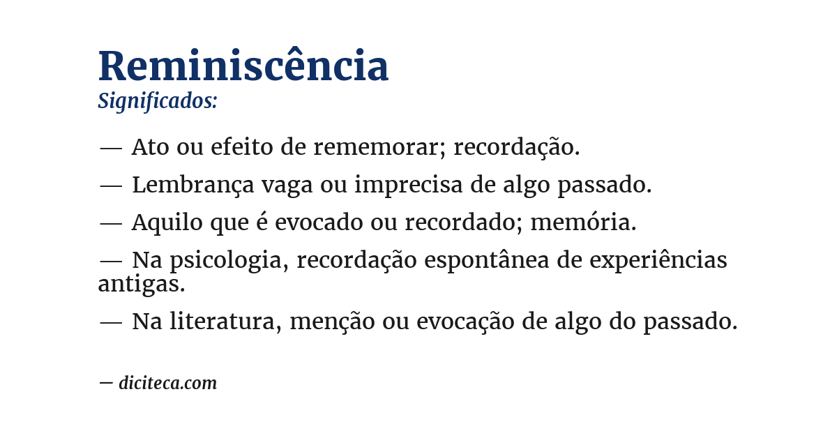 Significado de reminiscência