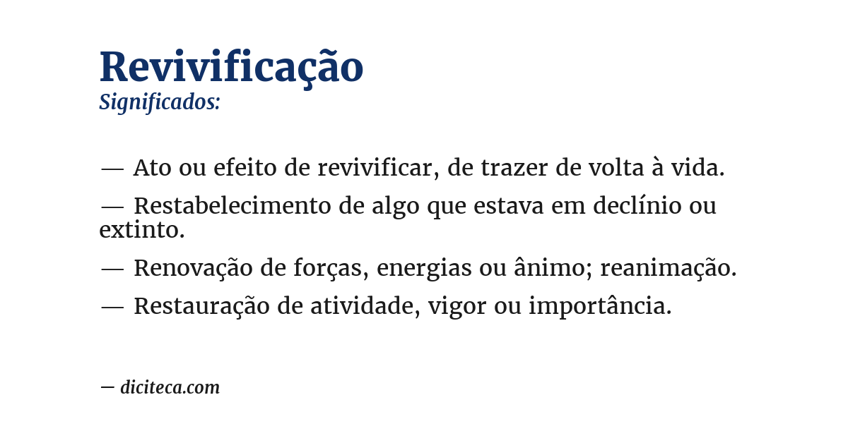 Significado de revivificação
