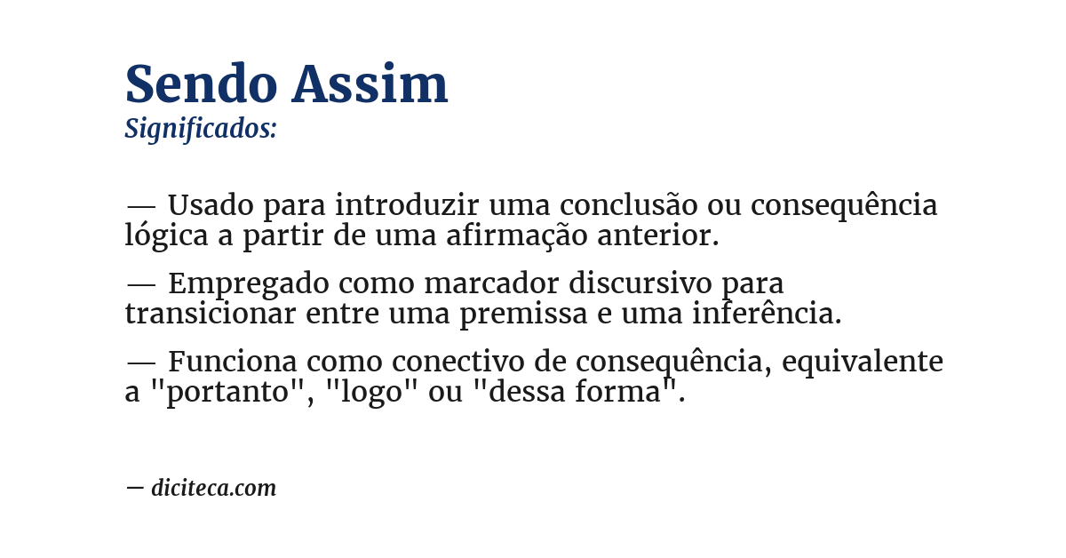 Significado de sendo assim