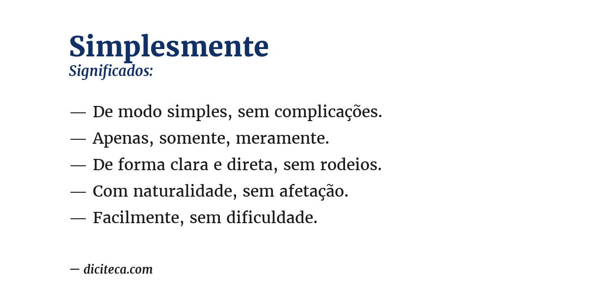 Significado de simplesmente