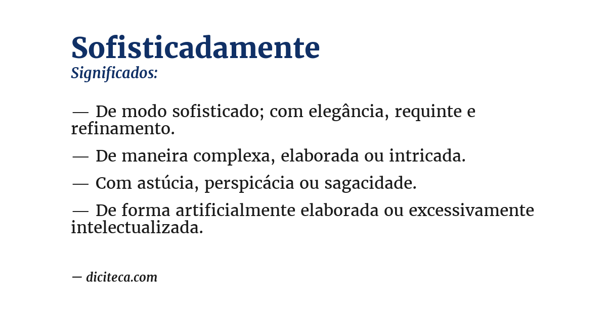 Significado de sofisticadamente
