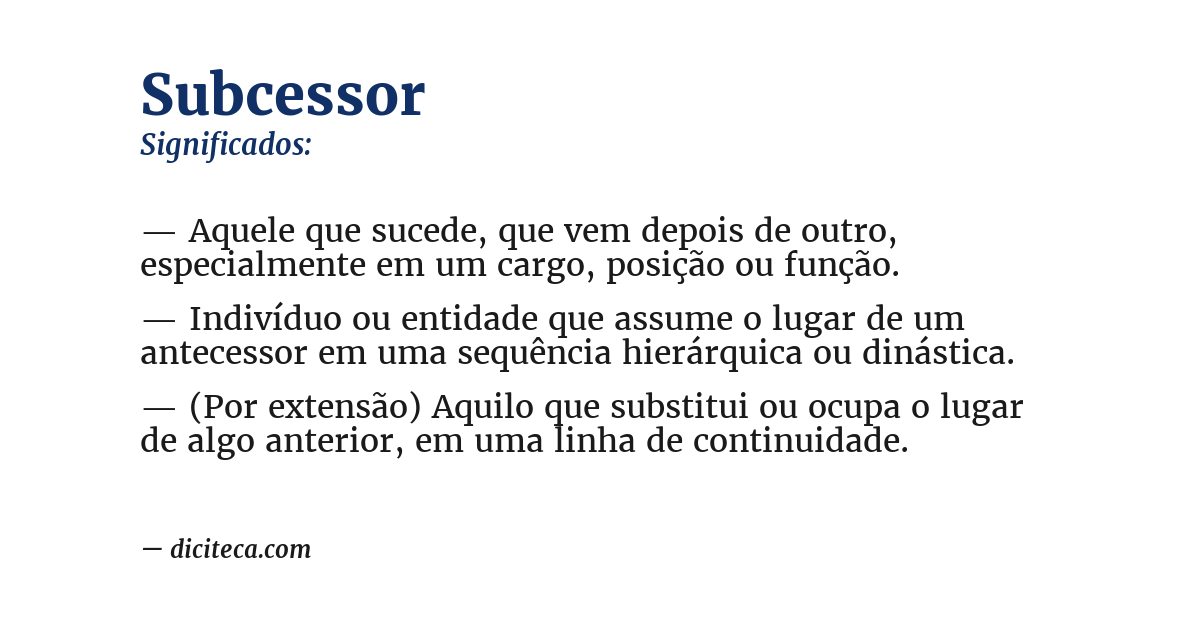 Significado de subcessor
