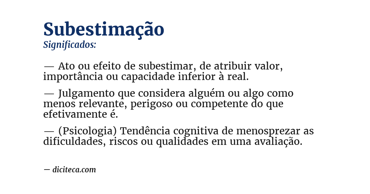 Significado de subestimação