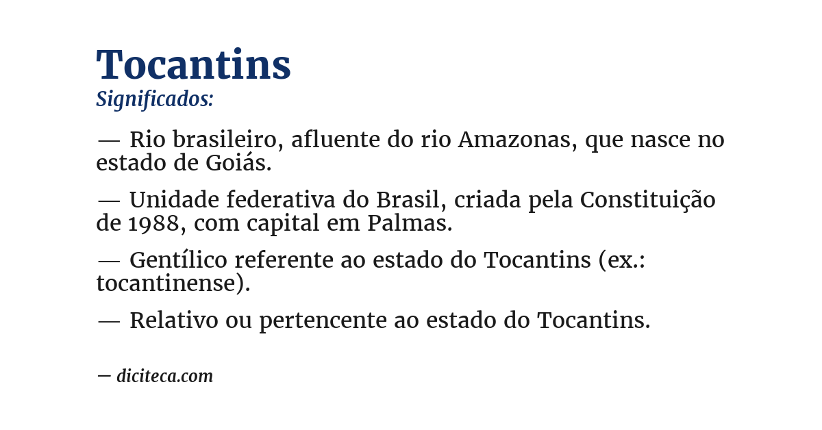 Significado de tocantins