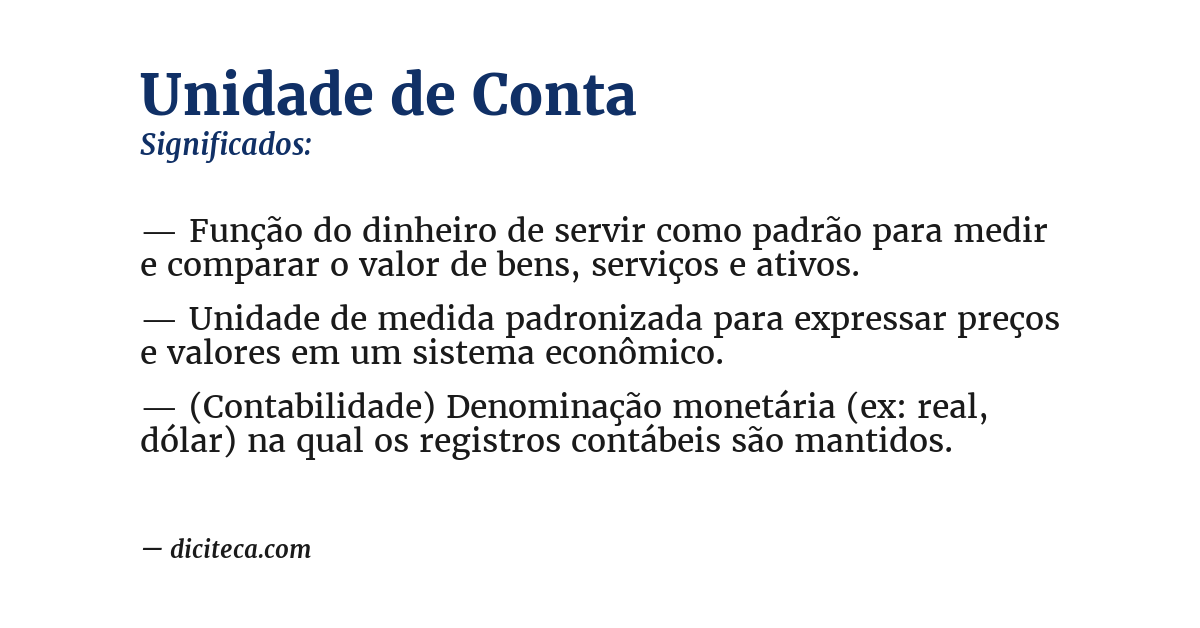 Significado de unidade de conta
