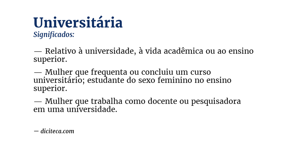 Significado de universitária
