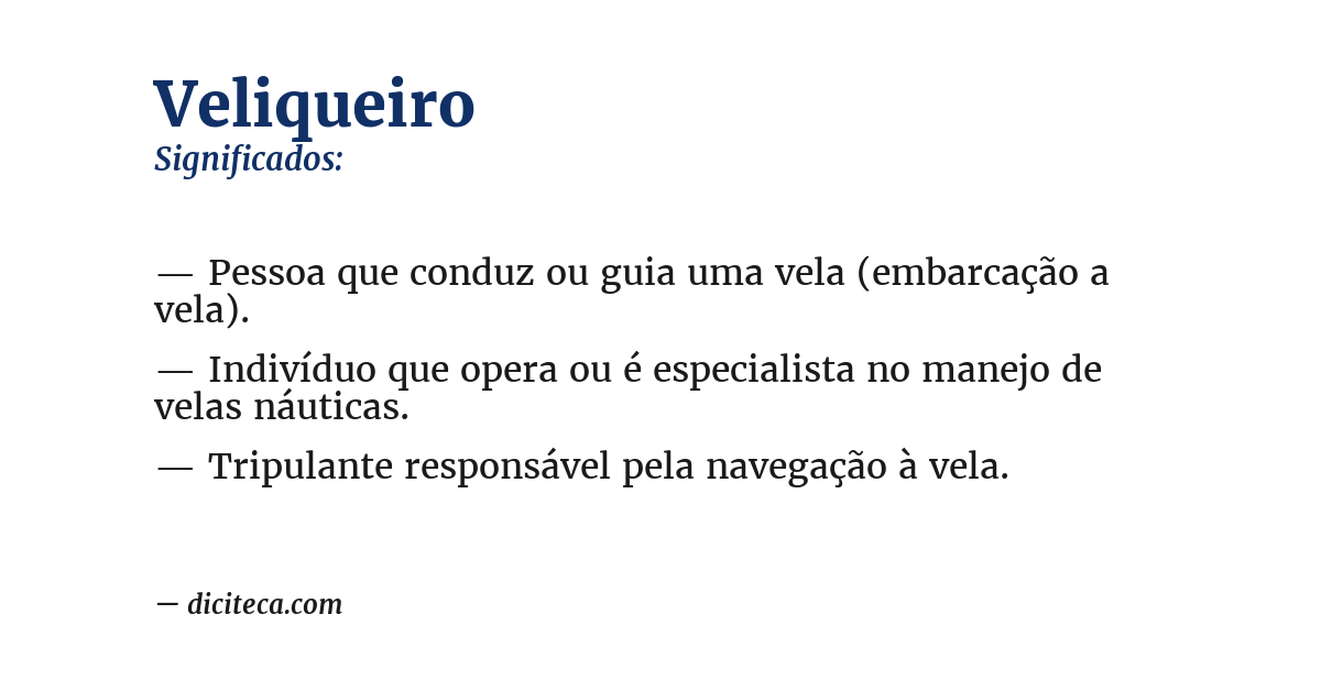 Significado de veliqueiro