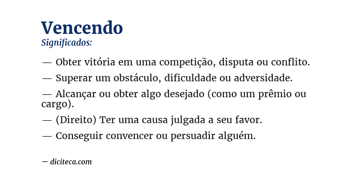 Significado de vencendo