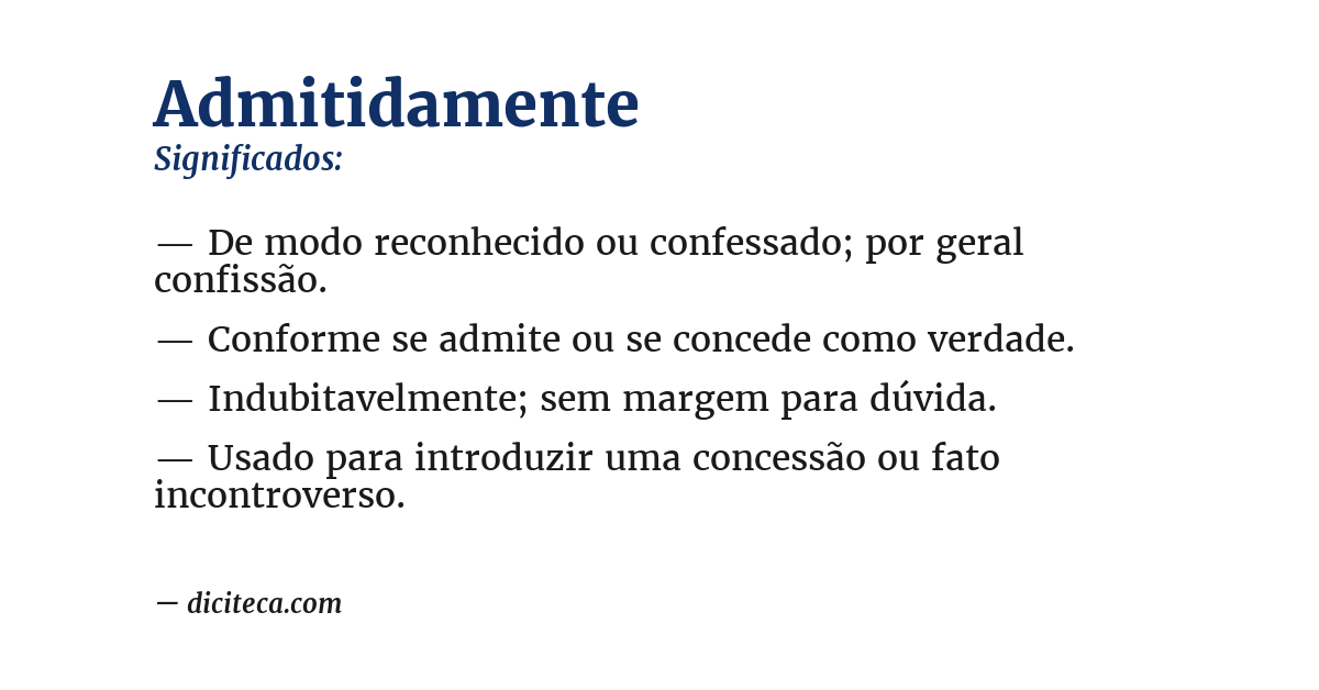 Significado de admitidamente
