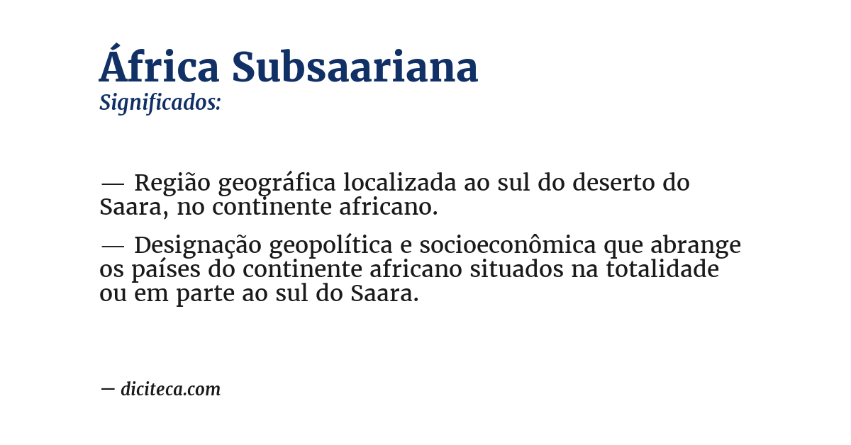Significado de África subsaariana