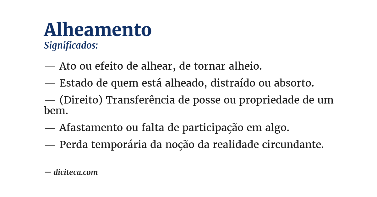 Significado de alheamento