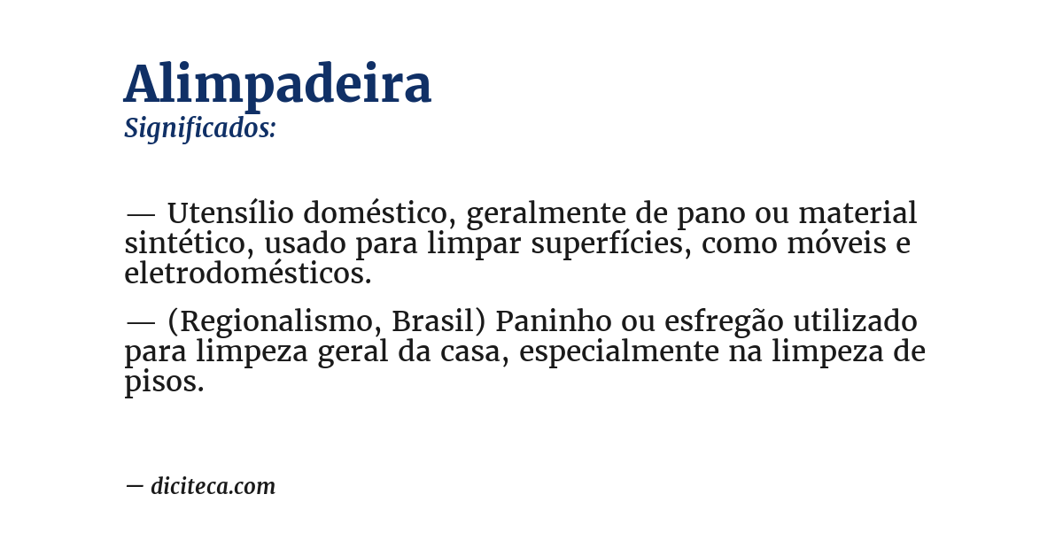 Significado de alimpadeira