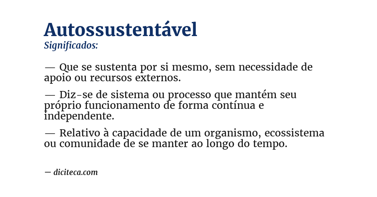 Significado de autossustentável
