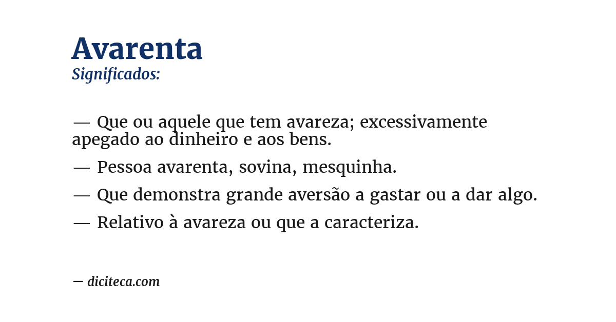 Significado de avarenta
