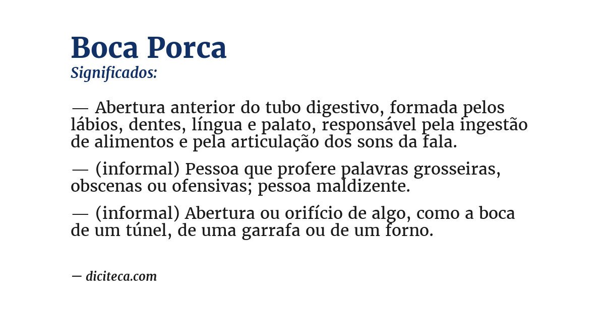 Significado de boca porca
