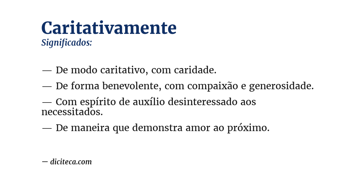 Significado de caritativamente