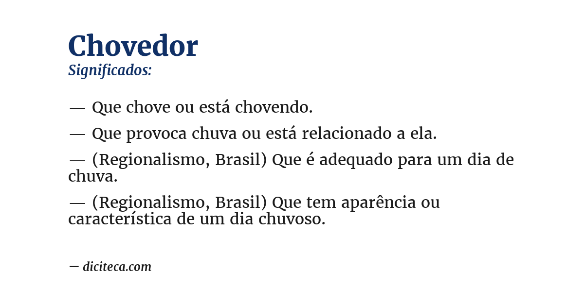 Significado de chovedor