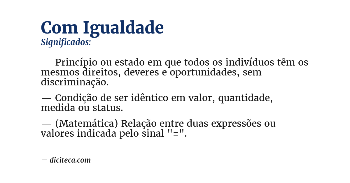 Significado de com igualdade