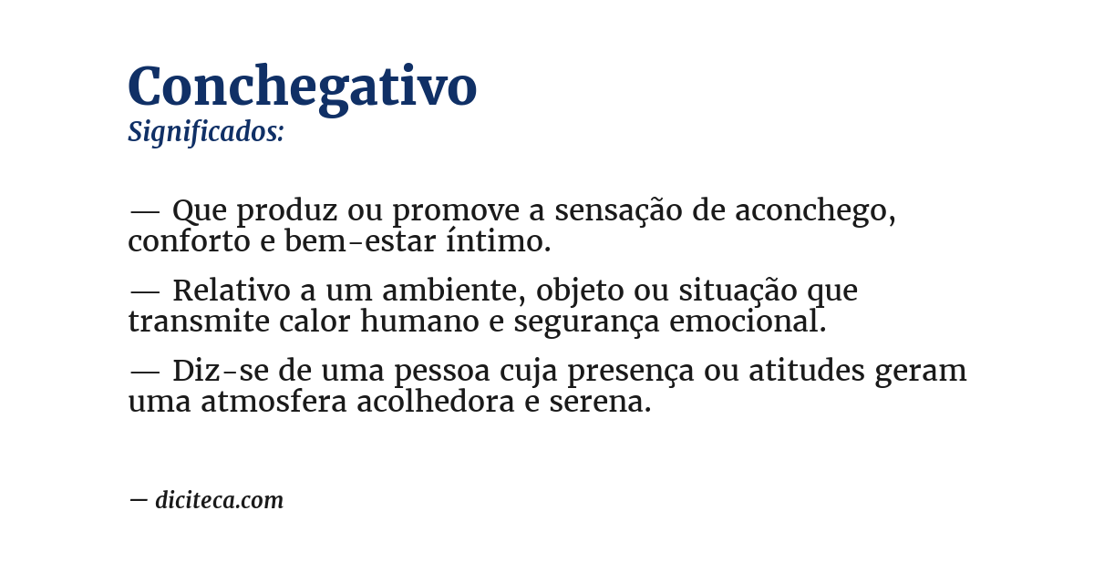Significado de conchegativo