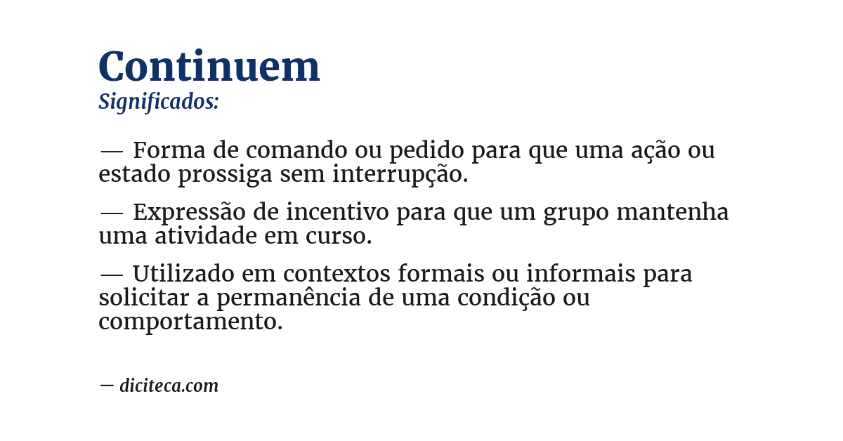 Significado de continuem