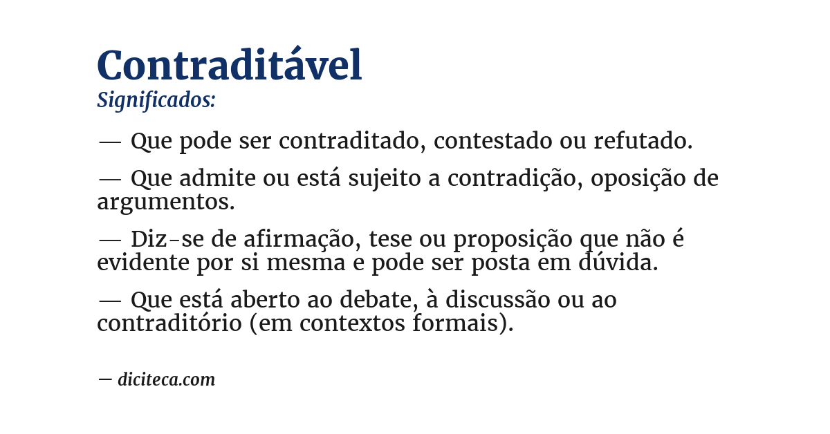 Significado de contraditável